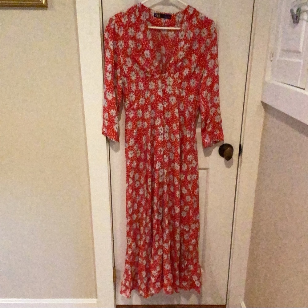 Zara Red Floral Maxi Dress
